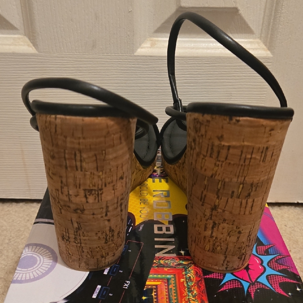 Cape Robbin Black Cork Platform Sandals - Picture 3 of 5